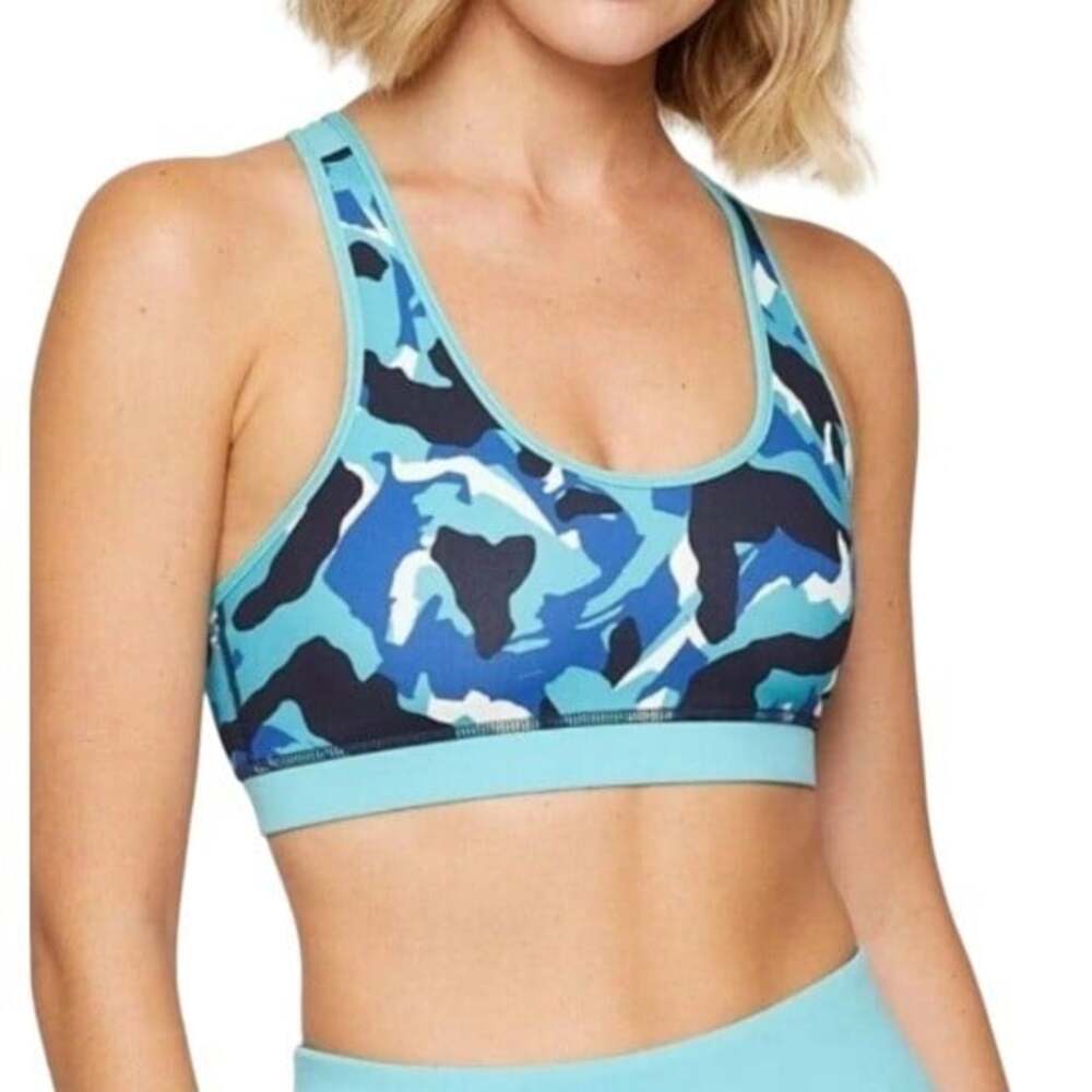 Fourlaps Women's Crisp Camo Porcelain Blue Infinity Sports Bra Size S NWT
